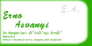 erno asvanyi business card